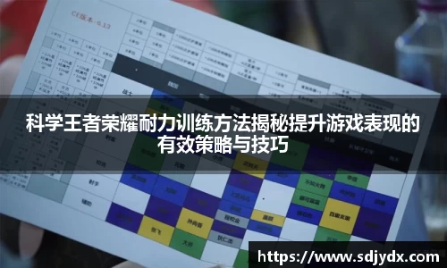 科学王者荣耀耐力训练方法揭秘提升游戏表现的有效策略与技巧